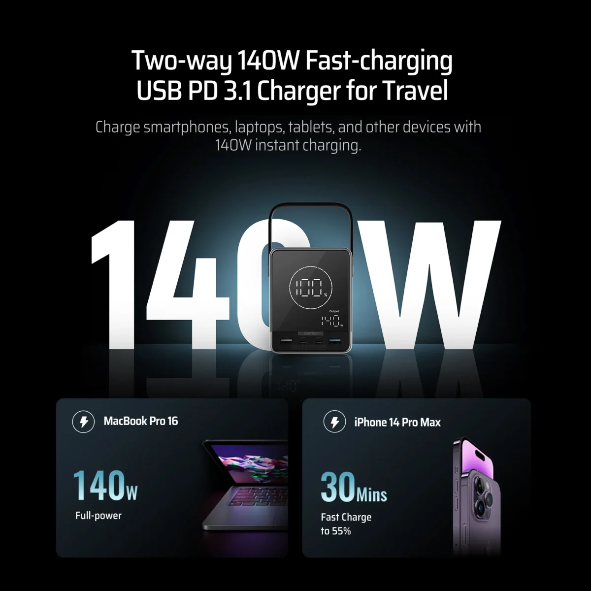 Pin dự phòng CUKTECH No.30 40.000mAh Power Bank 300W 2C2A – P01CT - Ảnh 5