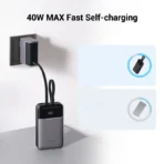 CUKTECH Power Bank 20000mAh 40W Built-in 2 Cable PB200NL MFi Certification Lightning Cable Screen Display For iPad iPhone 17 - Ảnh 4