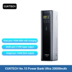 CUKTECH No.15 Power Bank Ultra 20000mAh PB200U 165W 2-Ports Input Portable Screen Display For Macbook iPhone 15 Xiaomi 14 Pro