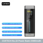 CUKTECH No.20 Power Bank 25000mAh P23 210W Output 3-Port Portable Charger 140W USB C For Macbook iPhone 14 Xiaomi ZMI Camping