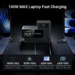 CUKTECH 15 Charging Station 140W GaN USB-C Retractable Cable Wireless Charge 1.83" TFT Display For Xiaomi iPhone MacBook Laptop - Ảnh 5