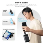 CUKTECH Power Bank 20000mAh 40W Built-in 2 Cable PB200NL MFi Certification Lightning Cable Screen Display For iPad iPhone 17 - Ảnh 2