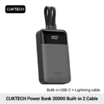 CUKTECH Power Bank 20000mAh 40W Built-in 2 Cable PB200NL MFi Certification Lightning Cable Screen Display For iPad iPhone 17