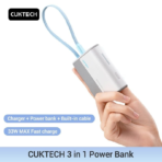 Pin Dự Phòng Kiêm Củ Sạc CUKTECH CP13 5000mAh 33W (Type-C + Type-C Built-in Cable, LED Display, Self-charging + Dual Device charging) - Ảnh 2