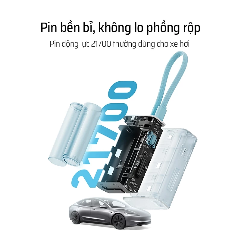 Pin Dự Phòng CUKTECH CP133L 10000mAh 33W (1*Type-C + 1*USB-A Port + 1*Type-C Built-in Cable, LED Display) - Ảnh 4